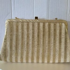 Vintage gold striped clutch